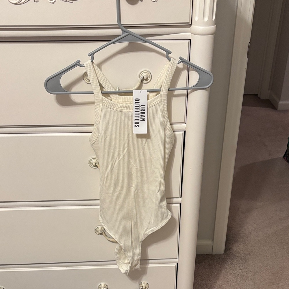 Urban Outfitters Ivory Ribbed Bodysuit